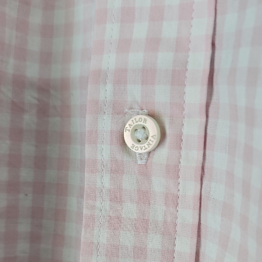 Tailor Vintage Airotec Flamingo Gingham Light Pink Checkered Button Down Shirt - Picture 3 of 8